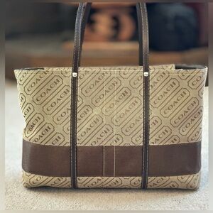 Coach Vintage Large Lozenge  Brown and Tan Shoulder/Tote Bag